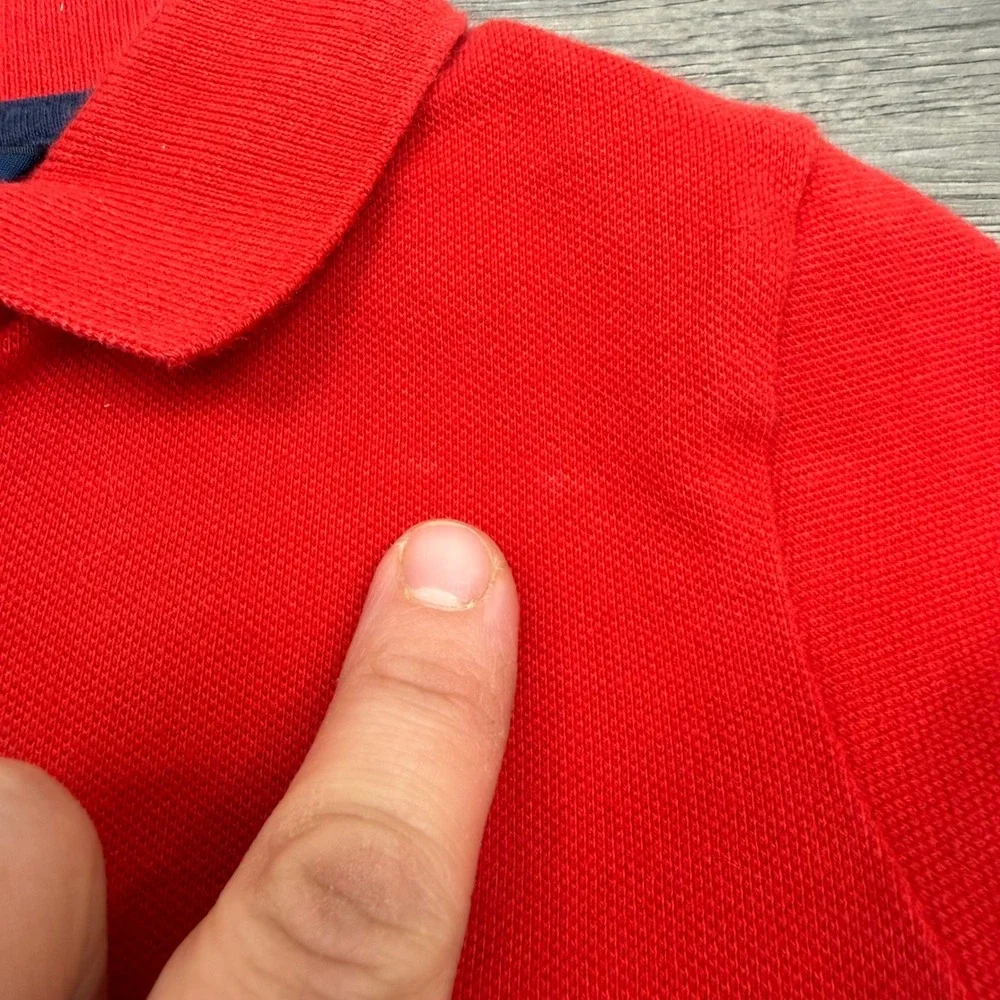 Kids Ralph Lauren‎ Red Short Sleeve Polo Shirt Navy Embroidered Pony Logo Size 5